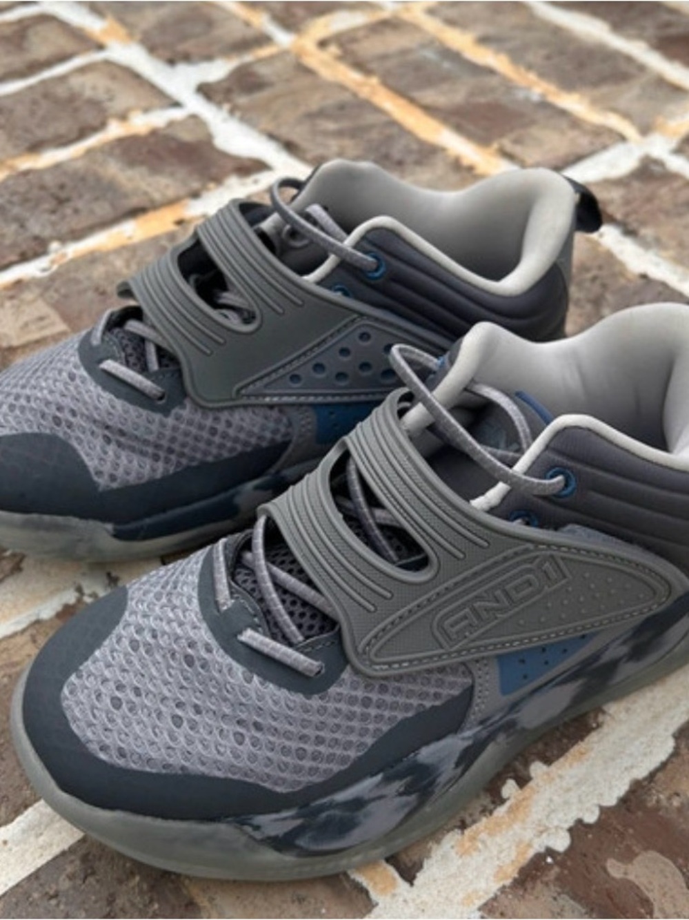 And1 Kids Gray and Blue Hook-and-Loop Sneakers